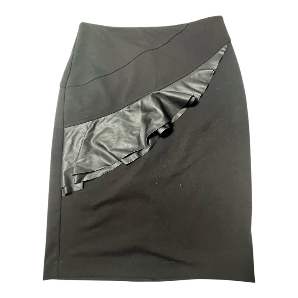 Calvin Klein Black Asymmetrical Ruffled Pencil Dress